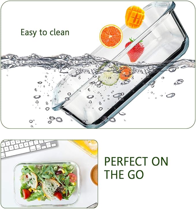 [8-Pack,30 oz]Glass Meal Prep Containers,Glass Food Storage Containers,Airtight Glass lunch Containers with Lids - Microwave, Oven, Freezer and Dishwasher