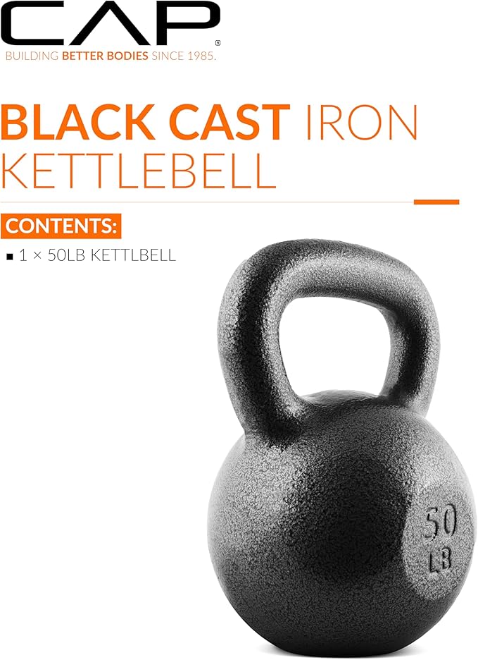 CAP Barbell Black Cast Iron Kettlebell Single or Set | 10-80 Lbs