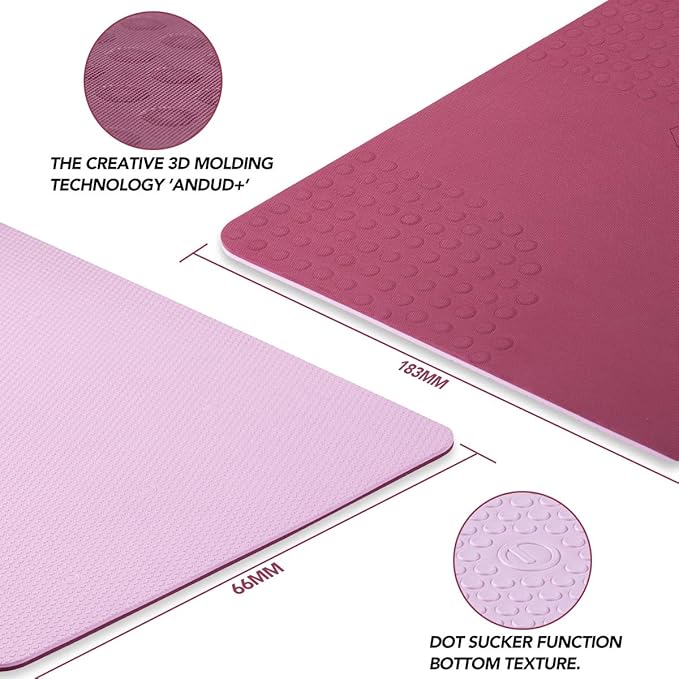 JELS Extra Thick Yoga Mat, 2/5 inch, Ergonomic 3D Non Slip Design, SGS Certified TPE Material, Yoga Mat for Men Women with Carrying Strap,Exercises Mat for Yoga, Pilates and Floor Workout(72"x26")…