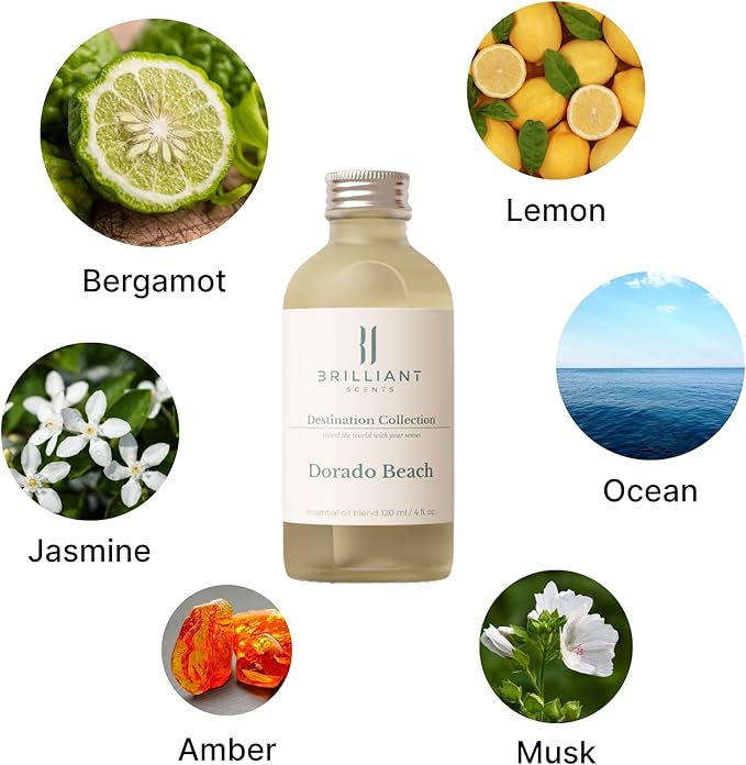 Dorado Beach Fragrance Oil 200ml - Premium Diffuser Oil for Home, Office, Hotels - Long Lasting, Plant-Based, Meets IFRA Standards, USA-Made - Lemon, Ocean, Musk