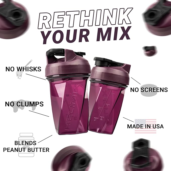 HELIMIX 1.5 Vortex Blender Shaker Bottle Holds upto 28oz | No Blending Ball or Whisk | USA Made | Portable Pre Workout Whey Protein Drink Shaker Cup | Mixes Cocktails Smoothies Shakes | Top Rack Safe