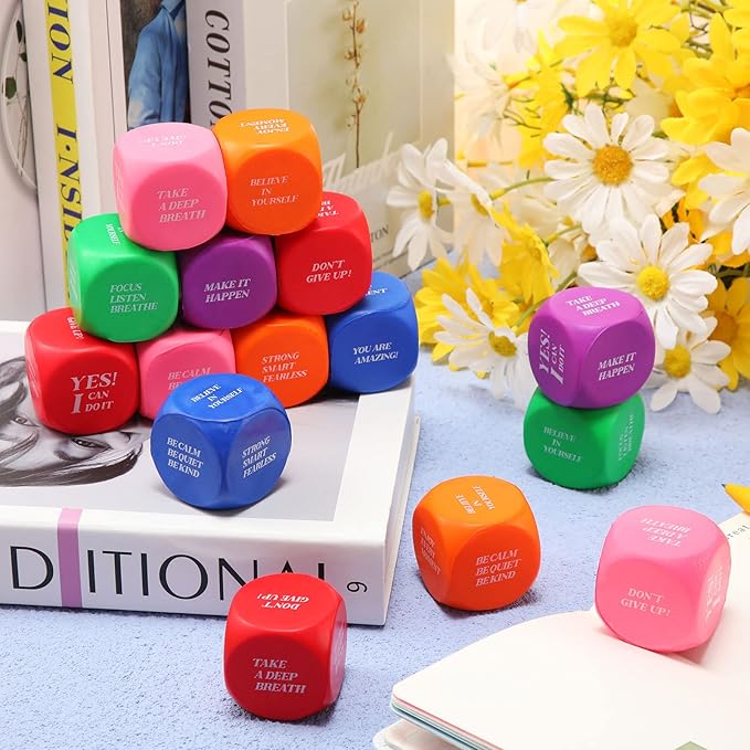 Jerify 30 Pcs Motivational Stress Ball Bulk Quote Inspirational Foam Cubes Balls Stress Relief Employee Appreciation Gift for Coworkers Kids Adult Motivating Encouraging (Multi Colors)