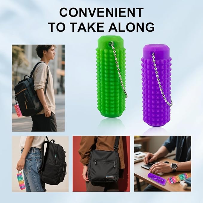 3PC Little Ouchies Fidget Toys Adults, Pain Stim Fidget Anxiety Relief Pain Stim Pocket Sensory Toys for Anxiety and Stress Reduction,Portable Travel Stress Relief Spiky Fidget Keychain (Style-2)