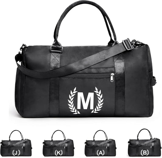 Gym Bag for Women & Men, Travel Duffle Bag with Wet Pocket & Shoes Compartment, Personalized Present for Men& women Teenager Girls Initial Birthday Gifts for Mom Dad Friends