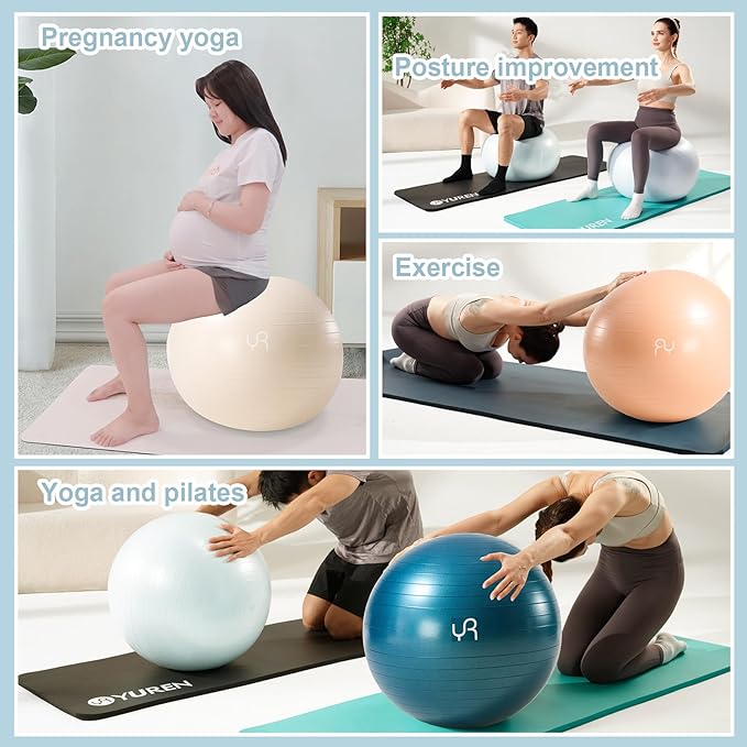 Exercise Ball for Workouts, Anti-Burst and Slip Resistant Yoga Ball for Gym Fitness and Physical Therapy