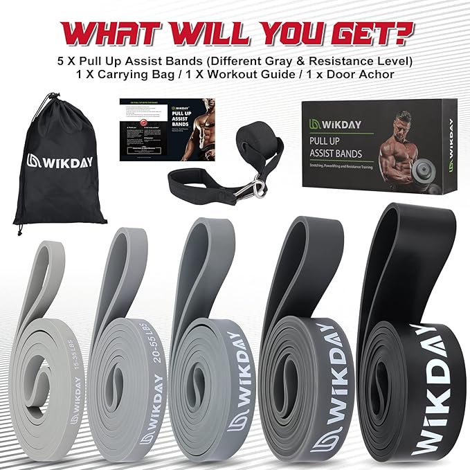 Resistance Bands, Pull Up Bands, Workout Bands for Exercise, Thick Heavy Resistance Band Set with Door Anchor, Elastic Bands for Body Stretching, Crossfit Training at Home/Gym Men & Women Women