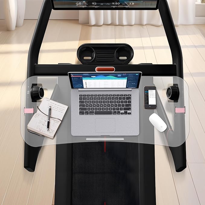 Treadmill Desk Attachment,Compatible with Peloton Tread Tray Ergonomic Platform, Tablet Holder,New Universal Cooling Holes Laptop Stand for Home/Office Transparent Acrylic Material