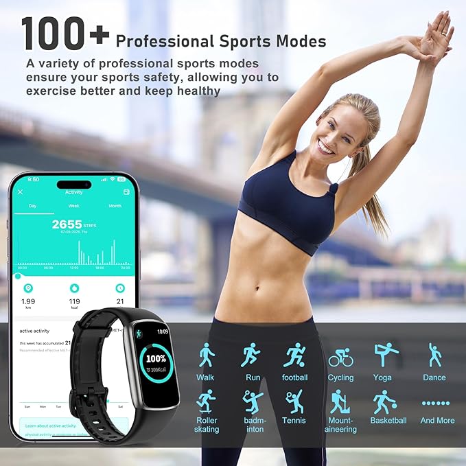 Fitness Tracker with 24/7 Heart Rate, Blood Oxygen, Sleep Tracker, 1.47''Waterproof Fitness Watch, Activity Tracker with Step Tracker for Women Men