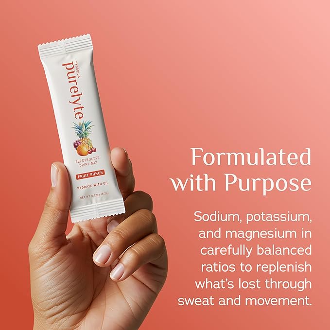 Electrolyte Drink Mix – Sugar-Free Hydration Powder Packets – Clean Electrolytes with Trace Minerals – Keto, Vegan, Gluten-Free – No Artificial Sweeteners – 30 Sticks – Fruit Punch