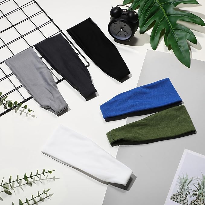 18 Pcs Sports Sweatbands for Men Women Camo Headbands Workout Non Slip Headbands Breathable Head Band Fitness Stretchy Unisex Hairband for Yoga Running Cycling Ball