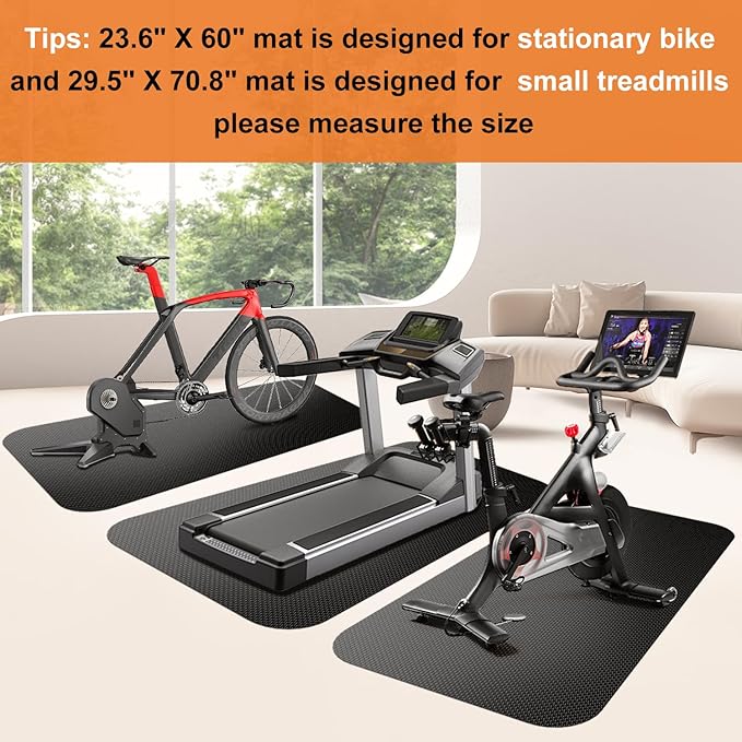 Treadmill Mat,Bike Mat,Stationary Bike Mat,Foldable Treadmill Mat for Hardwood Floors and Carpet.for Exercise Bike,Exercise Equipment Indoor Cycles,Rowing Elliptical (29.5" X 70.8")