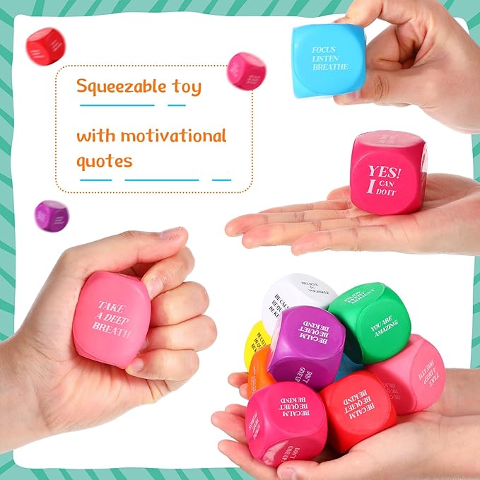 Jerify 60 Pcs Motivational Stress Ball Bulk Quote Inspirational Foam Cubes Balls Stress Relief Employee Appreciation Gift for Coworkers Kids Adult Motivating Encouraging (Cute Colors)