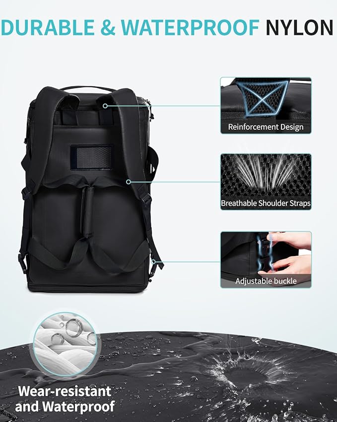 ECOHUB 40L Gym Bag for Women Men Water Resistant Sports Duffle Bag with Shoes Compartment& Wet Pocket, Travel Weekender Camping Backpack