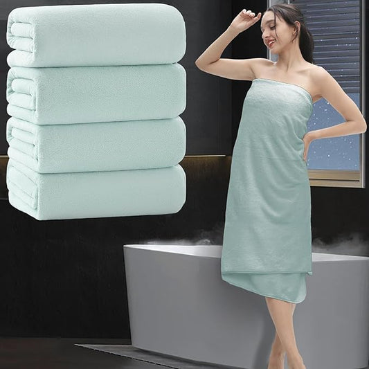 Extra Large Bath Sheet 4 Piece (35"x70")-Ultra Soft Oversized Bath Towel,Bath Sheet Towel Set for Bathroom Hotel,Ultra Highly Absorbent Quick Dry Shower Towel Set for Adults,Bathroom Towel-Aqua
