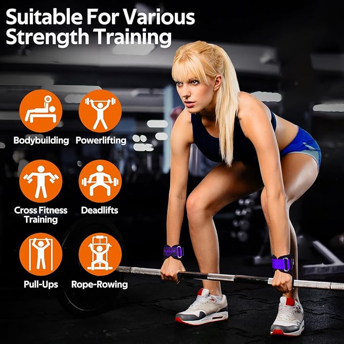 WALITO Weight Lifting Wrist Strap, Double Leather Weightlifting Wrist Straps for Gym Strength Training, Neoprene Padded Wrist Wraps - for Men & Women (Pair)