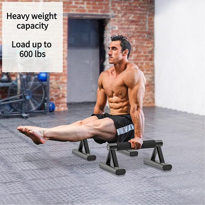 SELEWAERE Parallettes Floor Workout Push Up Handles Non-Slip Pushup Bars Handstand Bars for Calisthenic Fitness Sturdy Steel Tubing, Load up to 600 lbs