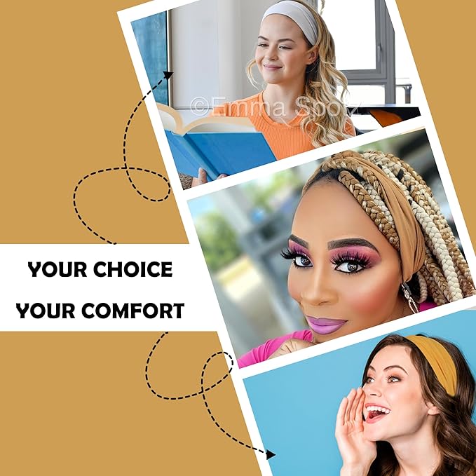 LOTUS78, Pack of 6 Wide Headbands for Women Non Slip, Fashionable Sports Hair Bands for Women's Hair, Soft Elastic Stretchy Head bands, Yoga Workout Headbands for Women Daily Fashion (Safari)