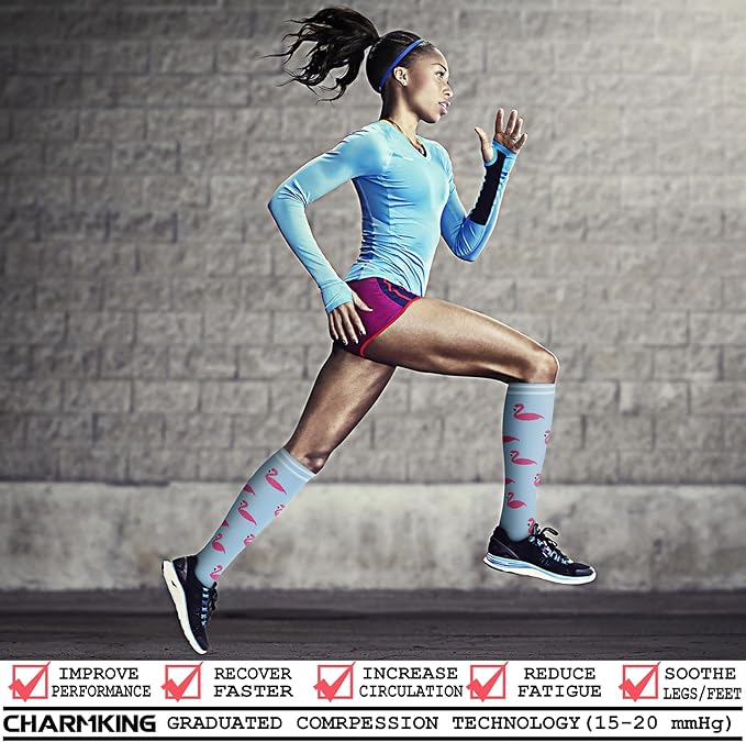 CHARMKING Compression Socks for Women & Men Circulation (8 Pairs) 15-20 mmHg is Best Support for Athletic Running,Hiking