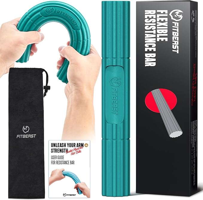 FitBeast Flex Therapy Bar, Tennis Elbow Therapy Bar - Ideal for Relieve Tendonitis Pain & Improve Grip Strength, Fitness Resistance Bar for Golfers Elbow & Tendinitis, Twist Bar for Physical Therapy