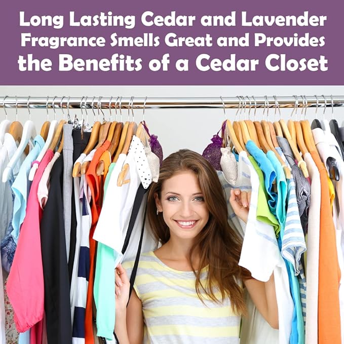 Cedar Chips and Lavender Sachets (20 Pack) - Stop Clothes Damage - Cedar and Lavendar Home Fragrance Sachets for Drawers and Closets