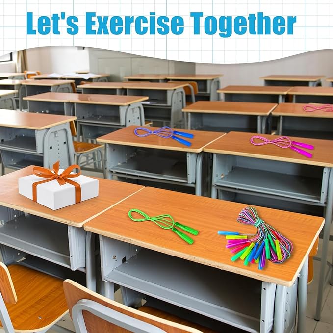 Honoson 100 Pcs Rainbow Jump Rope Bulk Gift for Kids 7.8ft Nylon Stripe Ropes with Handle Adjustable Colorful Party Favor Christmas Item Gift Outdoor Exercise Fitness (Multicolor)