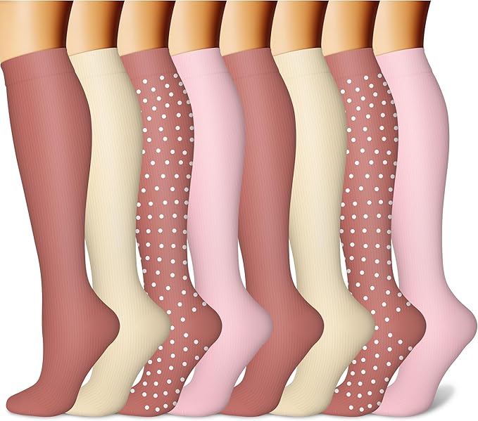 CHARMKING Compression Socks for Women & Men Circulation (8 Pairs) 15-20 mmHg is Best Support for Athletic Running,Hiking