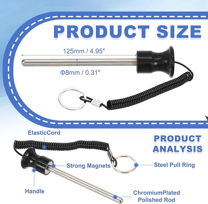 PATIKIL Weight Stack Pin, Magnetic Gym Selector Pin Universal Weight Stack Replacement with Pull Rope for Home Commercial