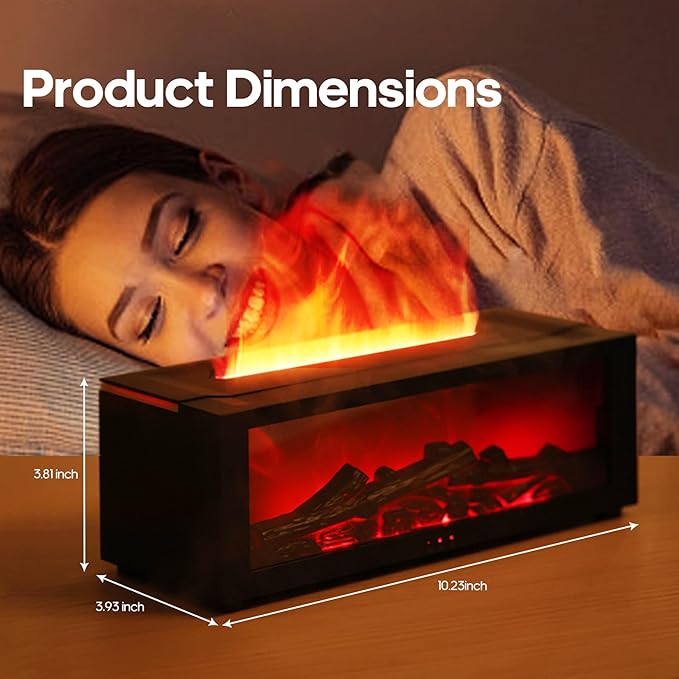 Essential Oil Diffuser Flame Colorful Water Vapor Fireplace Diffusers Fire Humidifier for Aromatherapy Aroma Therapy Machine Room Bedroom,Timer and Auto Off Protection