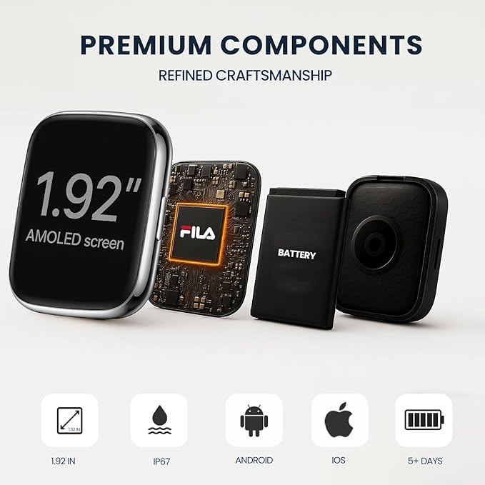 Fila Smart Watch for Men Women (Answer/Make Calls), 1.95" Fitness Watch with Heart Rate/Sleep Monitor, Step Counter, Fitness Tracker with 100+ Sports for Android iOS