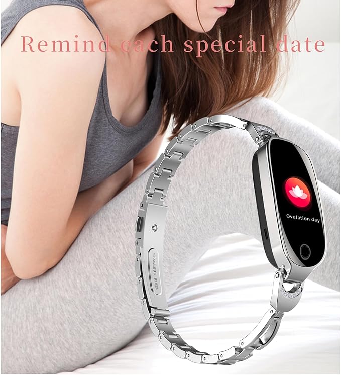 Yihou Fitness Trackers for Women Smart Watch Fitness Watch with Sleep Monitoring Heart Rate Monitor Step Counter Female Health Multiple Sport Modes for Android iOS Chain Silvery