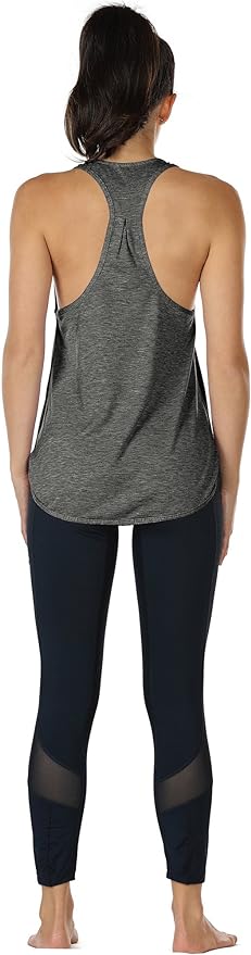 icyzone Women's Racerback Workout Athletic Running Tank Tops Loose Fit (Pack of 2)