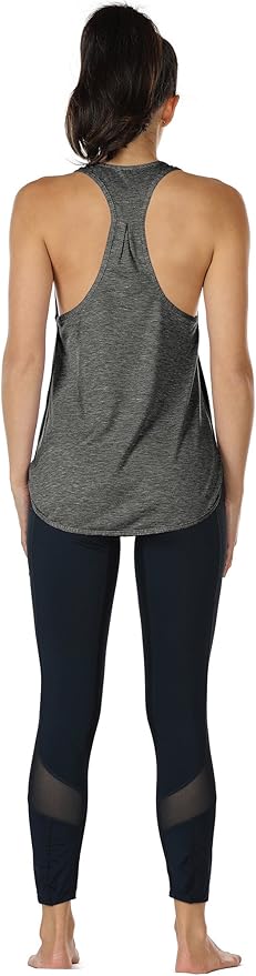 icyzone Women's Racerback Workout Athletic Running Tank Tops Loose Fit (Pack of 2)