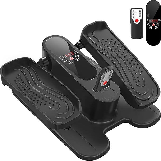 Under Desk Elliptical Machine, Mini Ellipse Leg Exerciser Electric Seated Pedal Fully Assembled Quiet Compact for Seniors Portable Stepper with Remote Control for Home
