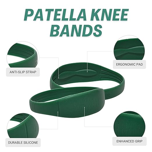 COOLSET Patella Band Knee Strap - 2 Pack Patellar Tendon Support Strap for Knee Pain Relief - Non-Slip Knee Brace for Jumper's Knee, Tendonitis, Basketball, Running - Men, Women, Youth w/ Travel Bag (Green)