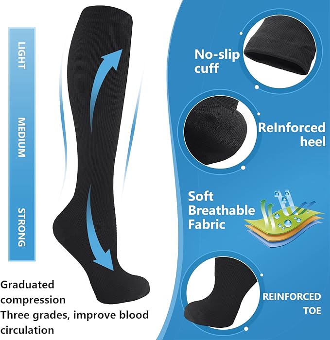 bropite Compression Socks for Women & Men Circulation-Support Knee High Socks 20-30 mmhg-Best for Running,Medical,Nurse,Travel