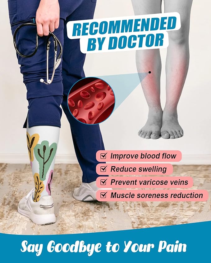 FuelMeFoot 6 Pairs Compression Socks for Women & Men 15-20mmHg Graduated Support Knee High Socks for Nurses, Travel, Athletic