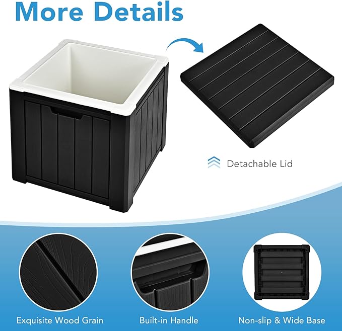 GYMAX Camping Cooler, Insulated 40 Qt Heavy Duty Ice Chest with Built-in Handles and Detachable Lid, Keeps Ice for 24H, Multifunctional for Beach, Picnic, Camping Outdoors