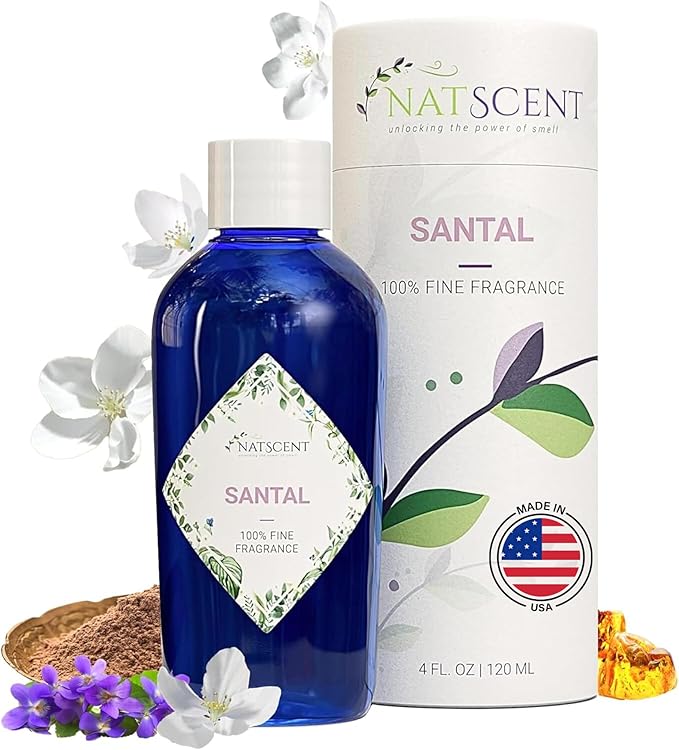 Santal Essential Oils for Diffusers for Home, Nature-derived Sandalwood Essential Oils, Long-Lasting & Family-Friendly Diffuser Oils Scents, IFRA Certified, Cold Air & Ultrasonic - 4 oz