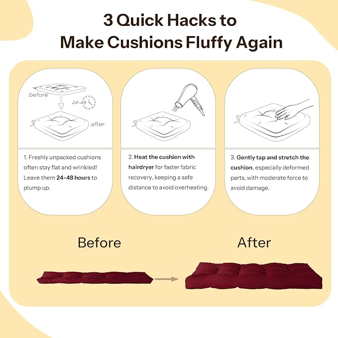 Waterproof Outdoor Bench Cushion 49"X20"X4" Comfortable Outdoor Chair Cushions Tufted Garden Bench Pad UV Resistant and Fade Resistant (1, Red)