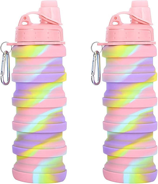 Collapsible Water Bottles Travel water bottle Sports Portable Sport Water Bottle Reusable Water Bottles comes with mountaineering Buckle 500ml silicone Water-proof camping water bottle