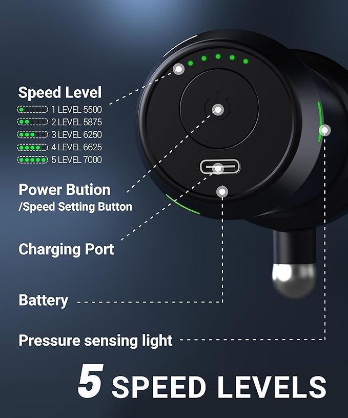 HYAKO R1 Deep Tissue Vibrating Muscle Massager - Therapy Back Massager for All Body Relief - Muscle Pain Relief and Fascial Binding - Trigger Point Therapy Massage Gun - Gifts for him