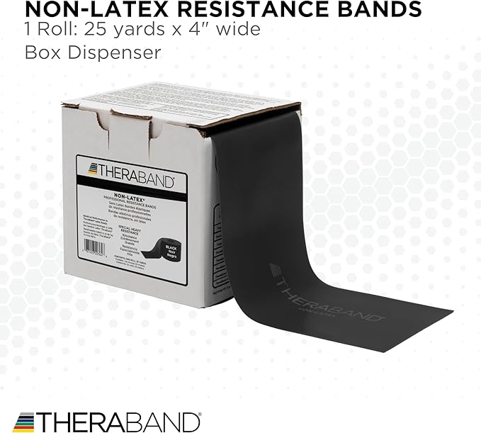 THERABAND Resistance Band 25 Yard Roll, Non-Latex Professional Elastic Stretch Bands for Upper & Lower Body Exercise Workouts, Physical Therapy, Lower Pilates, Flexibility, & Rehab, Dispenser Box