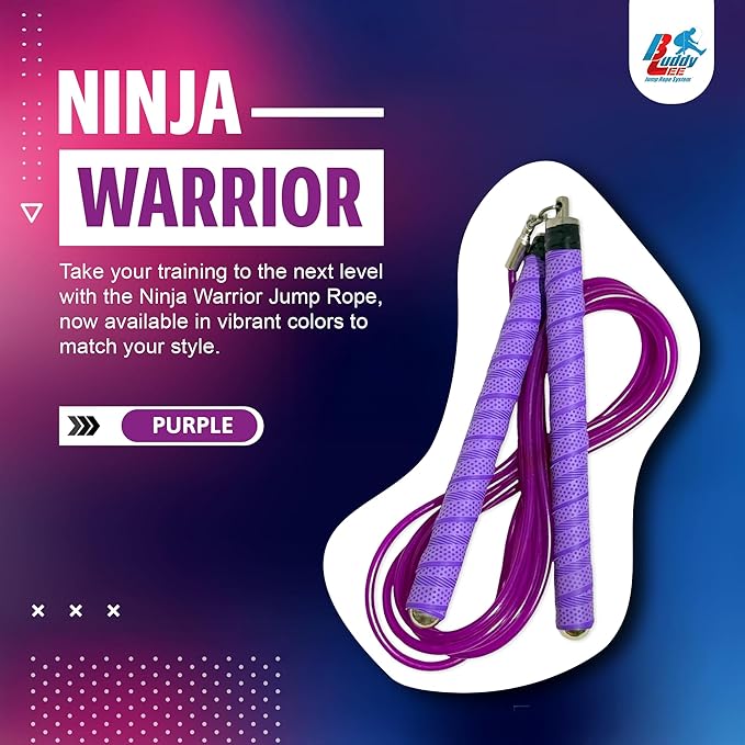 Buddy Lee Ninja Warrior Jump Rope – Adjustable Speed Rope for Fitness, HIIT, CrossFit & Boxing – Tangle-Free with Precision Ball Bearings – Durable, Lightweight & Ergonomic Handles