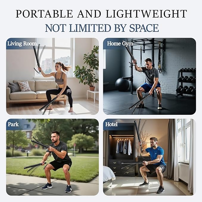 Ropeless Battle Ropes for Exercise Workout, Cordless Jump Rope, Portable Workout for Home Gym, Exercise Battle Ropes for HIIT Workouts, Low-Impact Cardio Training (2 Ropes)