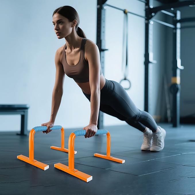 Strength Training Parallettes Push Up Bars, Pushup Handles Calisthenics Equipment for Home Workout, Anti-slip Gymnastics Bars, Handstand & Dip Bar for Outdoor Exercise