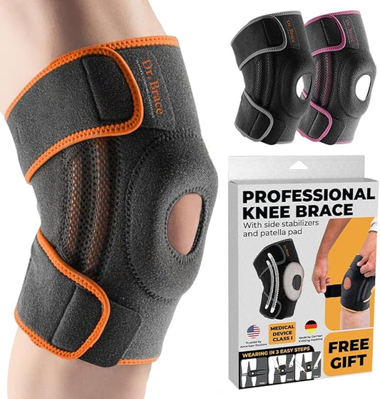 DR. BRACE ELITE Knee Brace with Side Stabilizers & Patella Gel Pads for Maximum Knee Pain Support and fast recovery for men and women-Please Check How To Size Video (XX-Large, Mars)