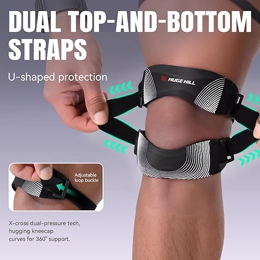 Knee Brace for Running & Basketball – Adjustable Compression Support with Patella Strap – Breathable Knee Sleeve for Men & Women (Black)