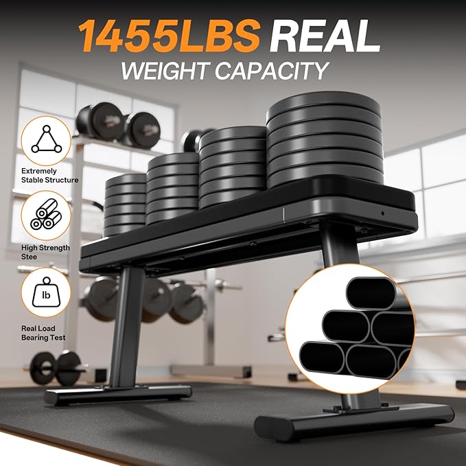 YAMO Flat Bench, Heavy Duty Weight Bench for Home Gym, Easy Assembly Workout Bench, Multipurpose Strength Training Bench Press for Full Body Workout