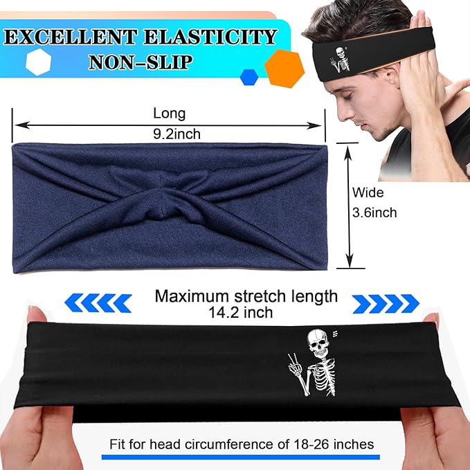 3pcs Headbands for Men Sports Sweat Bands Sweatbands for Mens Workout Running Headbands for Men