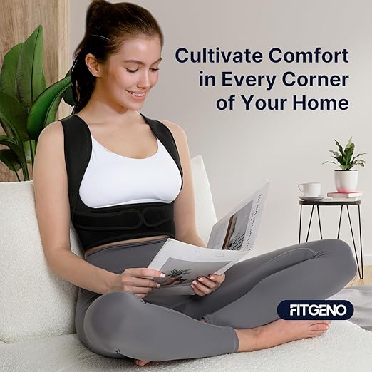 Fit Geno Posture Corrector for Women & Men: Adjustable Lightweight Upper Back Brace for Neck Shoulder & Upper Back Pain Relief - Improve Posture Correct Hunchback Slouching Invisible Under Clothes (XS/S Under Bust 30"-43")